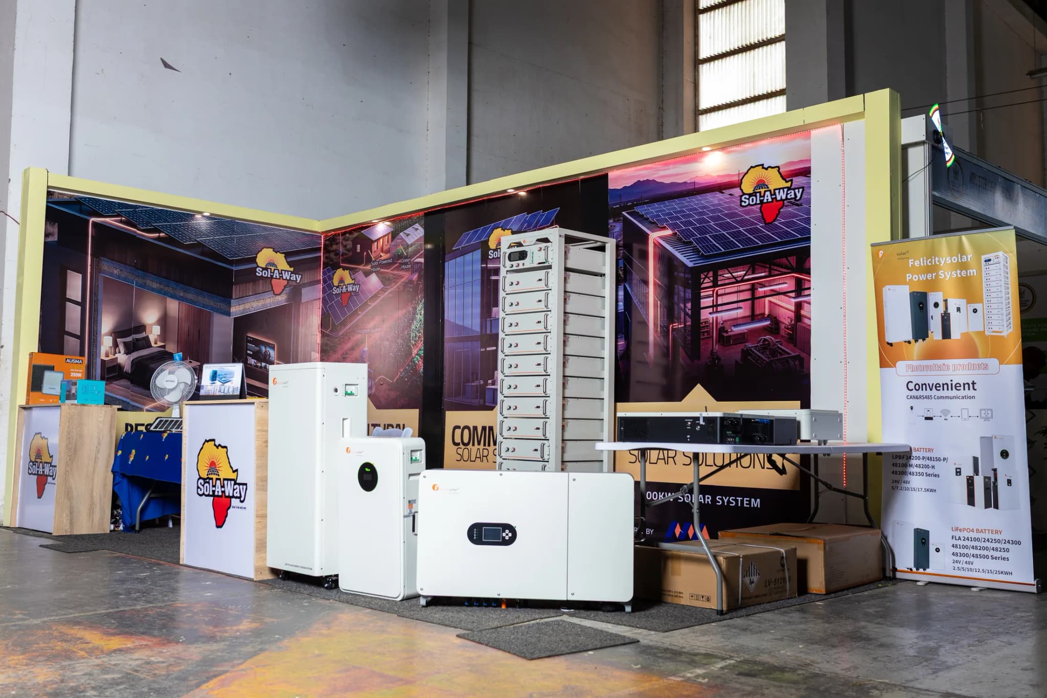 Sol-A-Way exhibition stand showing commercial and industrial storage systems